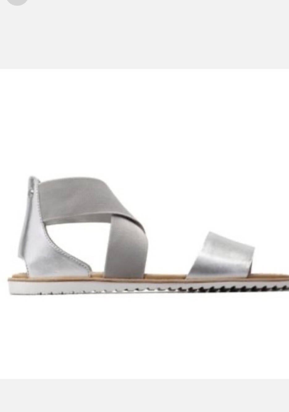 Sorel Ella Silver Elastic Strap Sandals